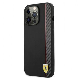 Ferrari FESAXHCP13LBK iPhone 13 Pro/13 6,1&quot; černo/černé pevné pouzdro On Track Carbon Stripe