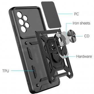 Pouzdro Hybrid Armor Camshield pro Samsung Galaxy A53 5G pancéřové pouzdro s krytem fotoaparátu růžové