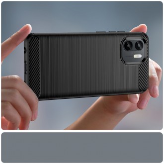 Pouzdro Carbon Case pro Xiaomi Redmi A1 flexibilní silikonový karbonový kryt černý