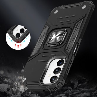 Wozinsky Ring Armor pro Samsung Galaxy A14 pancéřový kryt magnetický držák kroužek černý