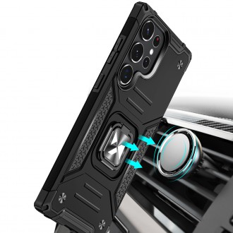 Wozinsky Ring Armor pro Samsung Galaxy S23 Ultra pancéřový kryt magnetický držák kroužek černý