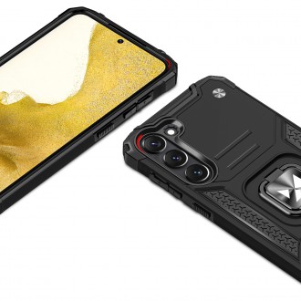 Wozinsky Ring Armor pro Samsung Galaxy S23+ pancéřový kryt magnetický držák kroužek černý