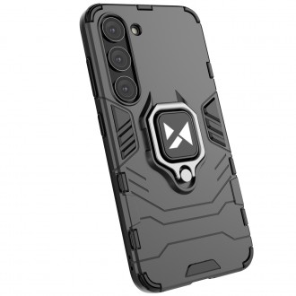 Wozinsky Ring Armor pro Samsung Galaxy S23+ pancéřový kryt magnetický držák kroužek černý