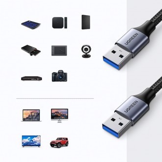 Ugreen kabel Kabel USB – USB 3.0 5Gb/s 2m šedý (US373)