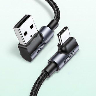 Ugreen 90° úhlový kabel USB C - USB 2.0 480 Mb/s 3A 3m černý (US176)