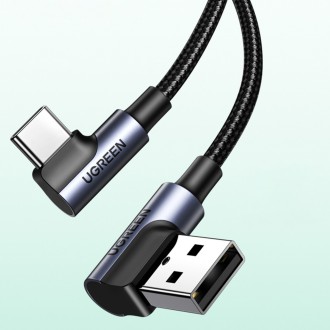 Ugreen 90° úhlový kabel USB C - USB 2.0 480 Mb/s 3A 3m černý (US176)