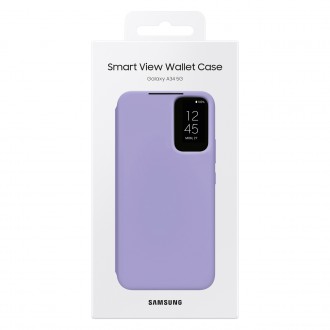 Pouzdro Samsung Smart View Wallet pro Samsung Galaxy A34 5G Cover with Smart Flip Window Card Wallet Berry (EF-ZA346CVEGWW)