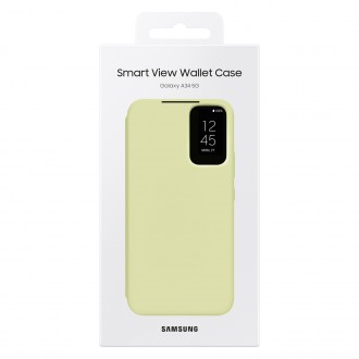 Pouzdro Samsung Smart View Wallet pro Samsung Galaxy A34 5G Cover with Smart Flip Window Card Wallet Lime (EF-ZA346CGEGWW)