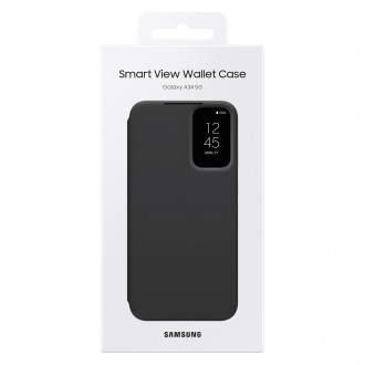 Pouzdro Samsung Smart View Wallet pro Samsung Galaxy A34 5G Cover with Smart Flip Window Card Wallet Black (EF-ZA346CBEGWW)