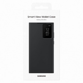 Pouzdro Samsung Smart View Wallet Case pro kryt Samsung Galaxy S23 Ultra s chytrým výklopným okénkem, peněženka na karty černá (EF-ZS918CBEGWW)