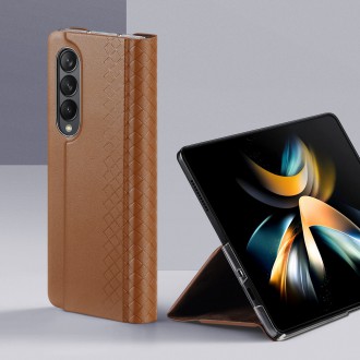 Dux Ducis Bril case for Samsung Galaxy Z Fold4 with a flip wallet stand brown