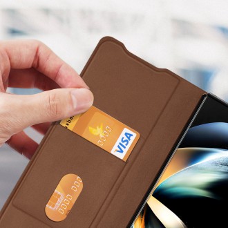 Dux Ducis Bril case for Samsung Galaxy Z Fold4 with a flip wallet stand brown