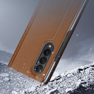 Dux Ducis Bril case for Samsung Galaxy Z Fold4 with a flip wallet stand brown