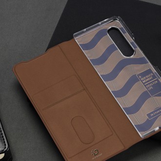Dux Ducis Bril case for Samsung Galaxy Z Fold4 with a flip wallet stand brown