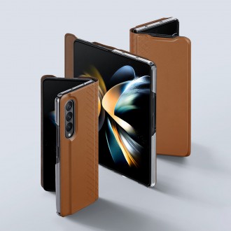 Dux Ducis Bril case for Samsung Galaxy Z Fold4 with a flip wallet stand brown