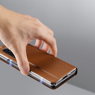 Dux Ducis Bril case for Samsung Galaxy Z Fold4 with a flip wallet stand brown