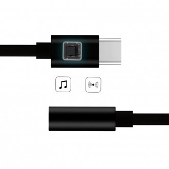 Adapter USB Type C to audio jack 3.5 mini jack black
