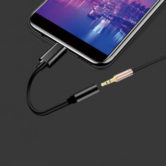 Adapter USB Type C to audio jack 3.5 mini jack black