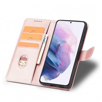 Magnet Case elegant case cover with a flap and stand function for Samsung Galaxy S22 pink