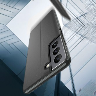 Eco Leather View Case an elegant case with a flip cover and stand function for Samsung Galaxy S22 black