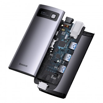 Baseus StarJoy HUB 6-port USB-C - 3x USB-A / 1x HDMI / 1x RJ45 / 1x USB-C PD šedá