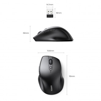 Ugreen ergonomická bezdrátová počítačová myš černá (MU101)