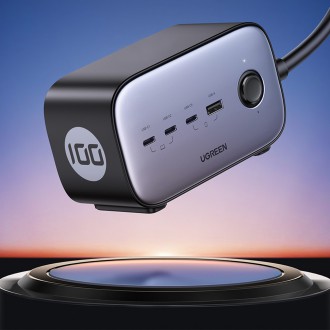 Ugreen nástěnná nabíječka GaN USB C / USB AC napájecí proužek černý (CD270)