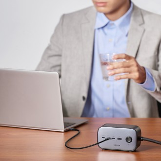 Ugreen nástěnná nabíječka GaN USB C / USB AC napájecí proužek černý (CD270)