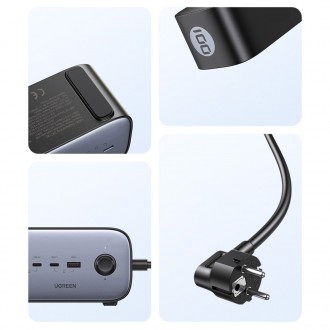 Ugreen nástěnná nabíječka GaN USB C / USB AC napájecí proužek černý (CD270)