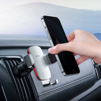 Baseus Metal Age II gravity car phone holder on the ventilation grille silver (SUJS000012)