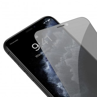 Baseus tempered glass for iPhone 11 Pro Max / iPhone XS Max Privacy Anti Spy (privatization) with speaker cover + positioner (SGBL061702) (case friend