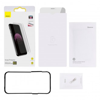 Baseus tempered glass for iPhone 11 Pro Max / iPhone XS Max Privacy Anti Spy (privatization) with speaker cover + positioner (SGBL061702) (case friend