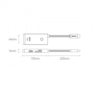 Baseus Lite Series multifunctional HUB USB Type C - 2 x USB 3.0 / USB Type C / HDMI 1,4 / SD / TF black (WKQX050001)