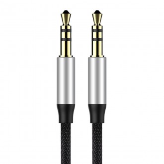 Baseus Yiven M30 stereo AUX 3.5 mm audio cable male mini jack 1m silver-black (CAM30-BS1)