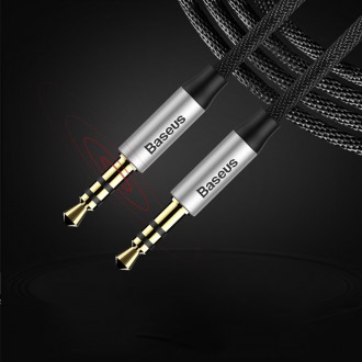 Baseus Yiven M30 stereo AUX 3.5 mm audio cable male mini jack 1m silver-black (CAM30-BS1)