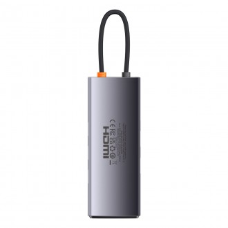 Baseus StarJoy HUB 8portový USB-C - 3x USB-A / 1x HDMI / 1x RJ45 / 1x SD/TF / 1x USB-C PD šedý