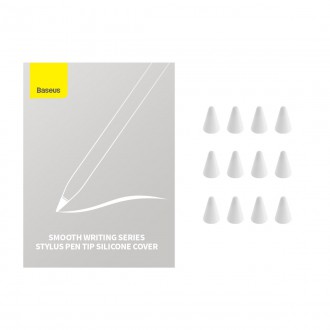 Baseus vyměnitelné silikonové hroty pro stylus 12ks. bílá (jemná)