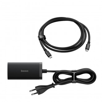 Rychlá nabíječka Baseus GaN5 Pro HUB HDMI 2 x USB-C / USB-A / HDMI 4K 30Hz 1,5m černá + USB-C kabel - USB-C 100W 40Gb/s (USB4) 1m (CCGP110201)