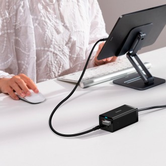 Rychlá nabíječka Baseus GaN5 Pro HUB HDMI 2 x USB-C / USB-A / HDMI 4K 30Hz 1,5m černá + USB-C kabel - USB-C 100W 40Gb/s (USB4) 1m (CCGP110201)