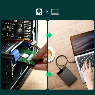 Ugreen kryt adaptéru pro SATA 2,5´´ 6TB disk USB-C 3.0 černý (US221)
