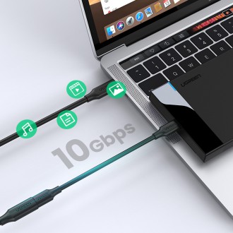 Ugreen kabel prodlužovací adaptér USB C (samec) - USB C (samice) 100W 10Gb/s 1m černý
