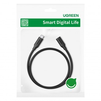 Ugreen kabel prodlužovací adaptér USB C (samec) - USB C (samice) 100W 10Gb/s 1m černý