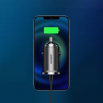 Joyroom mini dual port USB Type C / USB 45 W 5 A smart car charger Power Delivery Quick Charge 3.0 AFC SCP gray (C-A35)