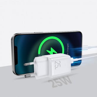 Joyroom Fast USB Type C Wall Charger 25W 3A EU Plug White (L-P251)