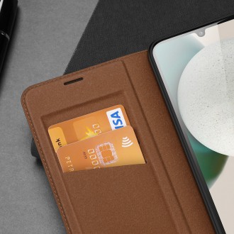 Pouzdro Dux Ducis Skin X2 pro Samsung Galaxy A34 5G flip cover stojánek na peněženku hnědé