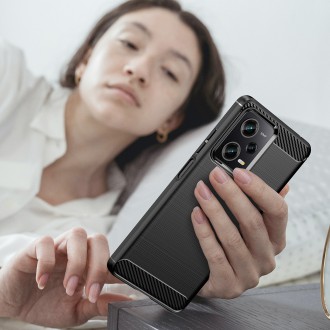 Karbonové pouzdro pro Xiaomi Poco X5 5G / Redmi Note 12 5G flexibilní silikonový karbonový kryt černý