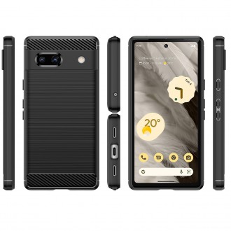 Carbon Case pro Google Pixel 7a flexibilní silikonový karbonový kryt černý