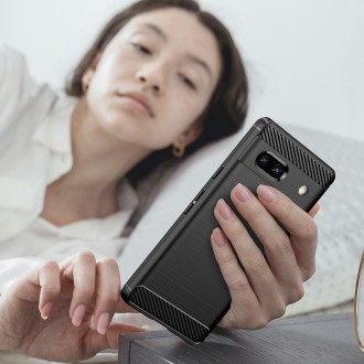 Carbon Case pro Google Pixel 7a flexibilní silikonový karbonový kryt černý