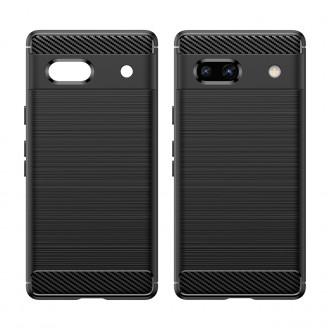 Carbon Case pro Google Pixel 7a flexibilní silikonový karbonový kryt černý