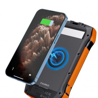 Solární powerbanka Choetech s indukčním nabíjením 20000mAh PD 20W / QC 18W / Qi 10W oranžová (B657)